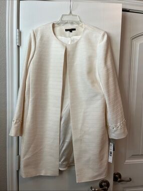 Preston & York Ivory Textured Open-Front Trench Coat